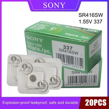 20PCS Pre Sony Nové DLHOTRVAJÚCI 1.55 V 337 SR416SW 623 D337 V337 SP337 Sledovať Strieborného Batérie Tlačidlo okrúhlu VYROBENÉ V JAPONSKU