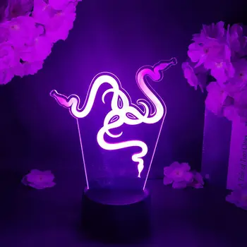 Horúca Hra Razer Logo 3D Night Light Cool Darček pre Raser Hráč Milenci Hologram Visual LED Senzor Lampa herňa Stôl Deco