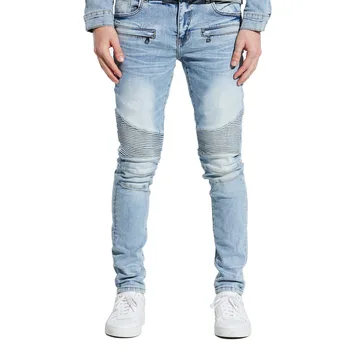 2022 Európskych a Amerických módnych strečové pánske džínsy osobnosti skladaný pánske džínsy mužov slim fit jeans