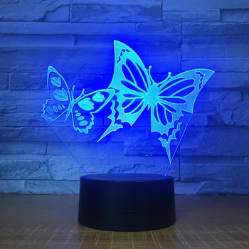 Motýlích Krídel LED Nočné Svetlo 3D Panel Akryl Stereo Ilúzie Tabuľka Stolná Lampa Multi-farebné Bulbing Svetlo s dotyk diaľkové
