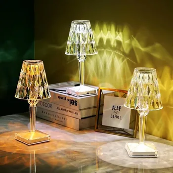 Diamond Stolové Lampy, Akryl Dekorácie Stola Svietidlá pre Spálne Nočný Bar Krištáľové Svietidlá USB LED Nočné Svetlo Darček