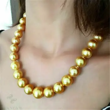 Obrovské 16 south sea shell perly kolo zlatý perlový náhrdelník 18-palcové príslušenstvo aurora klasické nezrovnalosti pestovanie