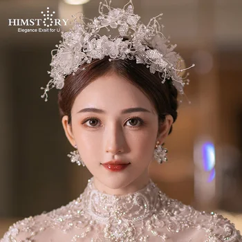 HIMSTORY Ručné Elegantné Crystal Svadobné Hairbands Korálkové Bohyne Headdress Koruny Svadobné Doplnky do Vlasov