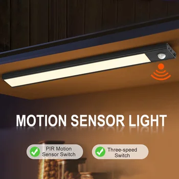 Ultra-tenký Bezdrôtový Snímač Pohybu LED Skriňa Svetlo USB Nabíjateľné Pod Svetlami, Skriňa, Skriňa, Skrinky Kuchyne Nočné Svetlo