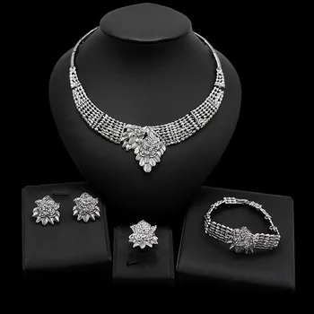 Luxusné Dámske Šperky Set Cubic Zirconia Náhrdelník a Náušnice Dubaj Svadobné Šperky Set Sprievod Strany Šperky