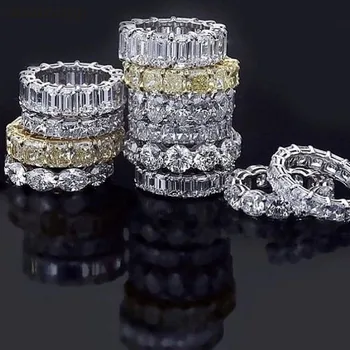 16 štýl Pripraviť celý diamond Kapela prsteň Luxusné 925 Sterling Silver Koktail Party Snubné Prstene pre Ženy, mužov, Šperky veľkoobchod