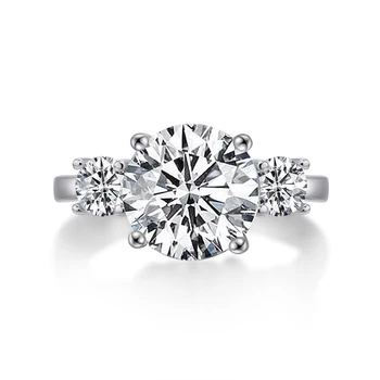 5 Ct Klasické Zásnubné Prstene 925 Sterling Silver Okrúhly Rez Sona Diamond Lady Svadobný Prsteň, Šperky Dary