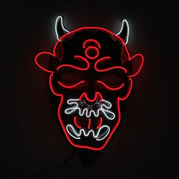 Žiariace Monster LED Maska Horor Kostým Príslušenstvo Anime Cosplay Diabol Svetelný EL Drôt Masky Na Halloween Rave Party