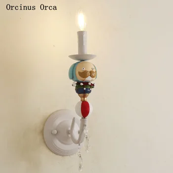 Cartoon Tvorivé Klaun Nástenné Svietidlo Chlapci'Bedroom detskej Izby Lampa Nordic Jednoduché Farba LED Bábika Nástenné Svietidlo doprava zadarmo