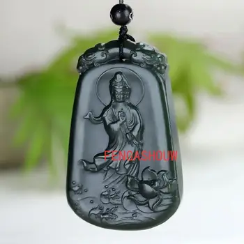 Hot Predaj Prírodných Cyan Jade Lotus Guanyin Prívesok Charm Šperky Ručne Vyrezávané Náhrdelník pre Ženy Muži Móda Accessies