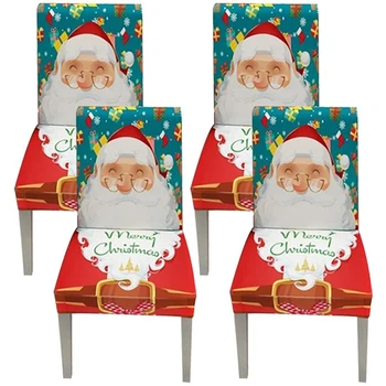 4Pcs Vianočné Vytlačené Jedálenské Stoličky Kryt Ochranný Úsek Sídlo Slipcover pre Svadobné Hostiny,
