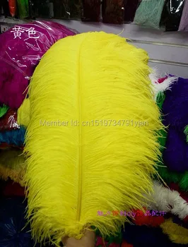 50pcs / veľa 26-28 palcový pštrosie perie žltá perie plavidlá pštrosie perie svadobné dekorácie 65-70 cm