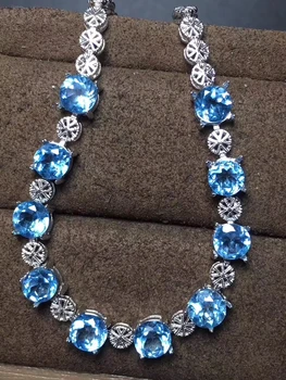 Prírodné blue topaz Náramok Prírodný drahokam Elegantné Luxusné Magické Hviezdy Náramok S925 náramok ženy strany jemné Šperky