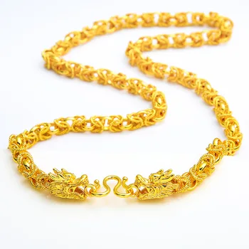 55 cm Reálne 24K Zlata Farba Roztomilý Náhrdelníky pre Mužov Šperky Duté Batérie, Náhrdelníky Reťazca pre Ženy, Luxusné Svadobné Šperky, Darčeky