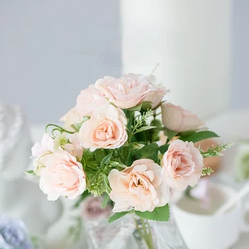10 Umelé Kvety Rose Rose Bridesmaid, Kytice 5 True a False Kvety DIY Domáce Záhrady, Svadobné Dekorácie Flores