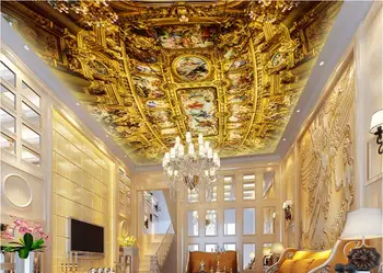 3d tapety nástenné stropné Luxusné zlaté Európskej architektúry stropné fresky strop tapety na steny 3d pre obývacia izba