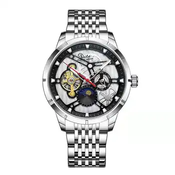 mechanické hodinky Známky Oblátka automatické pánske hodinky čistého ocele, vodotesné mechanické hodinky