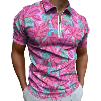 Roztomilý Pláži Leaf Bežné T-Shirts Ružové Listy Tlač Polo Tričko Estetické Letné Tričko Krátky Rukáv Dizajn Oblečenie Veľké Veľkosti 6XL