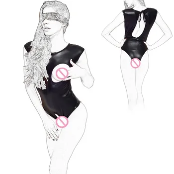 Erotické Sexy Kombinézu Kožené Duté Z Poprsie Otvorené Rozkroku Clubwear BDSM Otroctva Cosplay Slave Školenia Oblečenie sexuálnu Hračku Pre Ženy
