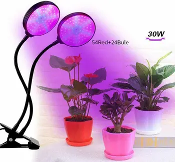 Rastliny Rastú Svetlá 2 Vedúci LED Klip-na Kvet Svetlo Lampy 30W s 3 Režimami ,Blue&Red&Fialové Svetlo,Hodí Izbové Rastliny Gardon