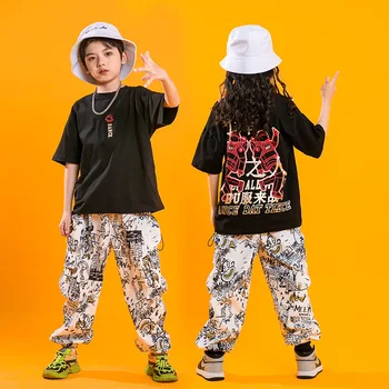 1145 Fáze Oblečenie Hip Hop Oblečenie Pre Deti, Dievčatá, Chlapcov Jazz Street Dance Kostým Čierna Biela Mikina Ružové Nohavice Hip-Hop Oblečenie