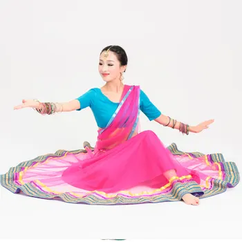 Indický Tanec Výkon Kostým Žena Praxi Tanečné Oblečenie Orientálnych Tanečných Kostýmov Pre Ženy Bollywood Sari 3KS DQL920