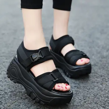 2022 dievčatá topánky študent Sandále Kliny Hrubé Dno Platformu Papuče Dámy Vychádzkové Topánky Zapatillas Chinelo Sandalia Tenisky