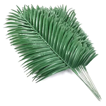 AF89 12Pcs Umelého Palmového Lístia Rastliny Faux Palm Fronds Tropické Veľké Palmové Listy Zelene, Strojov pre Listy Havajská Párty
