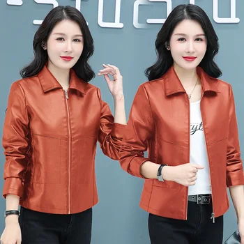 Módne Základné Krátky Kožený Kabát pre Ženy na Jeseň V Roku 2022, Chudá Dievčina kórejský Jednoduché PU Kože Kabát Bežné Lady Jacket