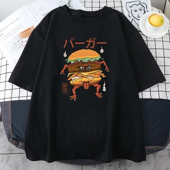 Vtipné Hamburger Tlač, T Košele Ženy Ukiyoe Anime Harajuku Šaty S Krátkym Rukávom Letné Tričko Žena Nadrozmerné O Krku Tričko