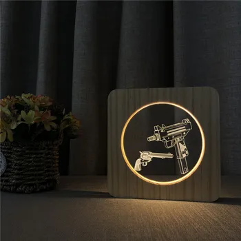 3D LED Arylic Drevené Noc Lampa Tabuľka Light Switch Kontroly Rezbárstvo Lampa pre detské Izby Zdobiť
