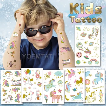 Dieťa Deti Prenos Tetovanie Cartoon Dúha Unicorn Planéty Roztomilý Flash Nepremokavé Dočasné Tatto Nálepky Rameno Tvár Body Art Tetovanie