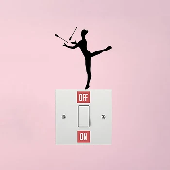 Šport Dievča Gymnast Vinyl Domov Izba Samolepky na Stenu Light Switch Obtlačky 5WS1355