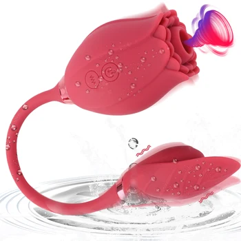 Sexuálne Hračky pre Ženy, Lízanie Sania Vibrátor G-Spot Stimulátor Klitorisu 10+10 Režimy Bradavky Bulík Sexy Rose Dual Motory