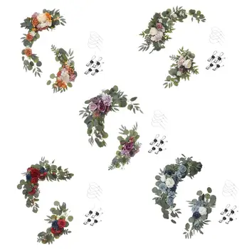 2x Rustikálny umelé kvety Swag Svadobné Arch Kvety pre Svadobnú hostinu Ornament Dekorácie Stola Vrchol