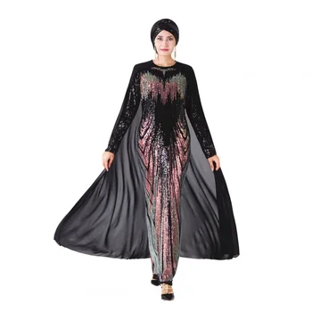 Sequined Šaty Vyšívané Plášť Dlhé Šaty turecká Islamská Večerné Šaty dámske Oblečenie Mideast