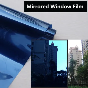 HOHOFILM 80cmx500cm Modré Zrkadlo Okno Film Dom Dekor jeden spôsob, ako Reflexné Rolka UV Dôkaz Tepla Absord