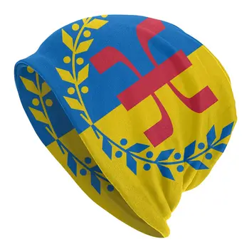 Kabyle Vlajka Skullies Klobúky, Čiapky Amazigh Berberské Vlajka Hip Hop Muži Ženy Lyžiarske Čiapky, Teplé Hlavu Zábal Kapoty Pletenie Čiapky