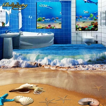 beibehang Vlastné Vlny Pláži shell Podlahy, Tapety, Podlahy, Kúpeľňa Nástenné Maľby PVC samolepiace Stenu papier Nepremokavé nástenné Maľby
