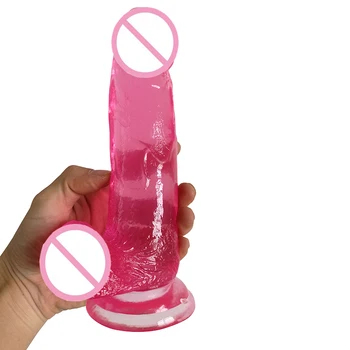Transparentné Dildo 20.5*4CM Umelé Realistické crystal Penis silné prísavky Masturbácia dospelých sex produkty pre Ženy