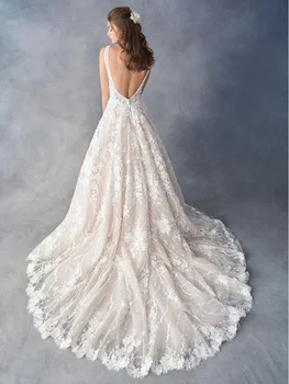 Nový štýl biele svadobné šaty, ručné tvaru svadobné šaty, princezná, čipky, aplikácie, 2021