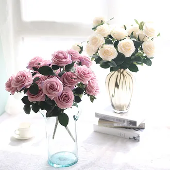 Ruže Kytice Umelé Ruže Kvet Hodvábnej Falošné kvetinové svadobné vázy, dekorácie kvet Pobočky Ruže kvet Hlava